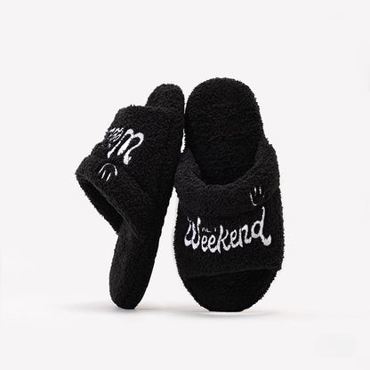 Cozy Weekend Vibe Plush Slides