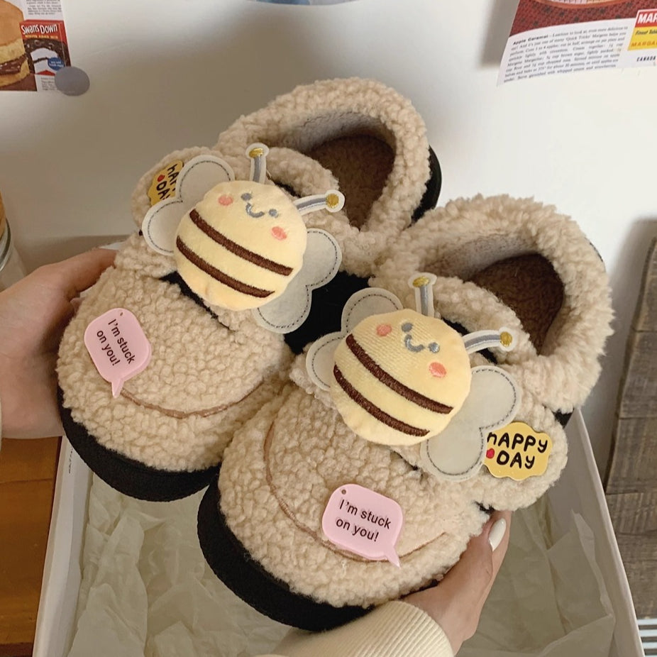 Buzzy Bee Sherpa Home Slippers
