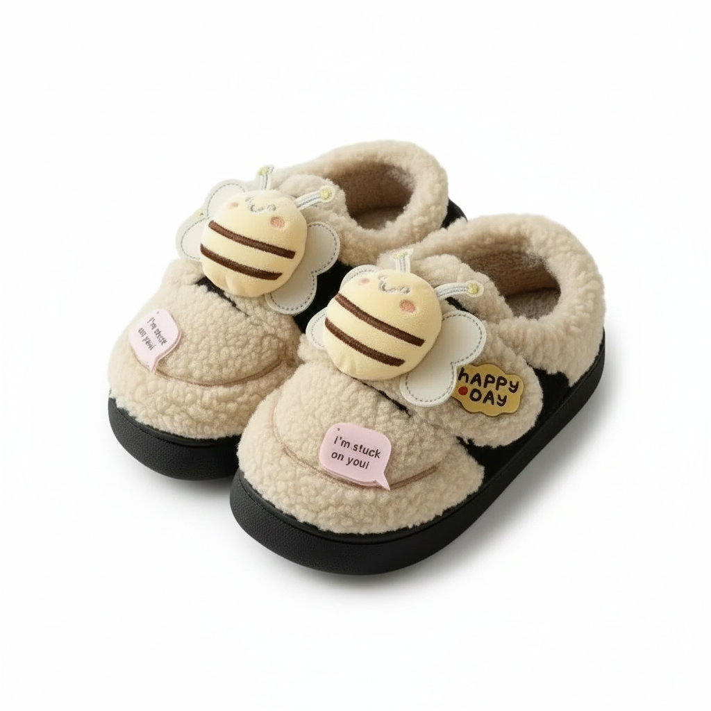 Buzzy Bee Sherpa Home Slippers