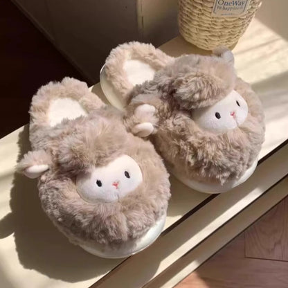 Fuzzy Lamb Animal Plush Slippers