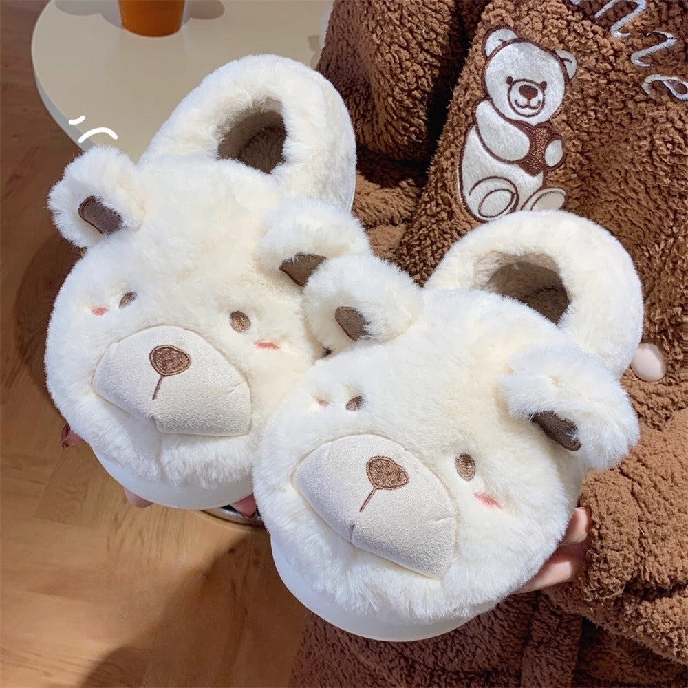 Bear Ears Plush House Slippers