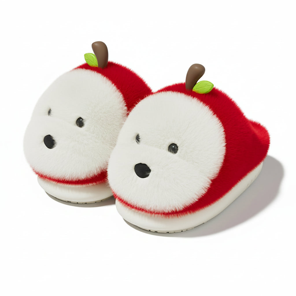 Playful Apple Dog Winter Slippers