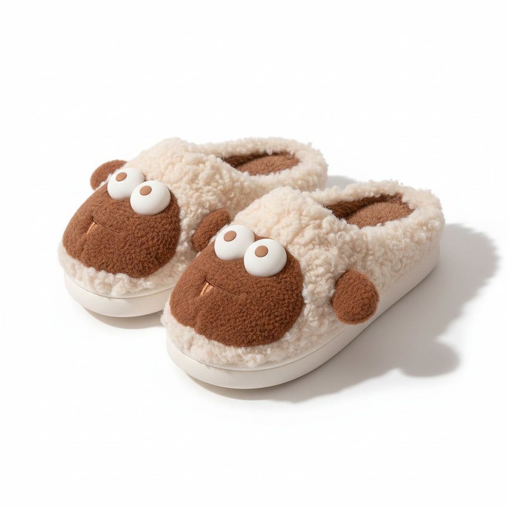 Googly Eye Sheep Fuzzy Slippers