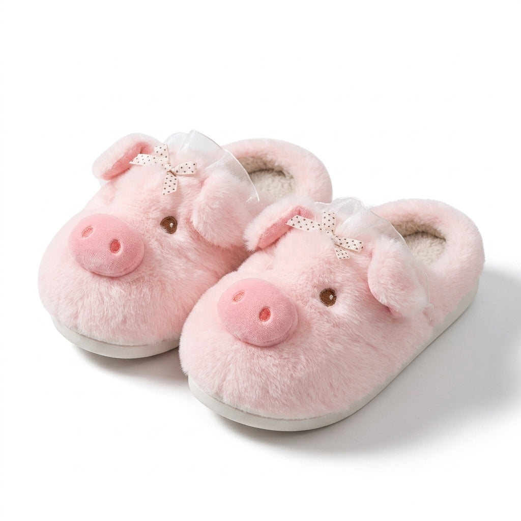 Plush Piggy Snout House Slippers