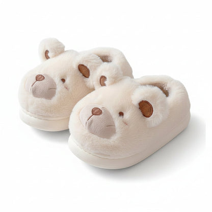 Fuzzy Teddy Bear Plush Slippers