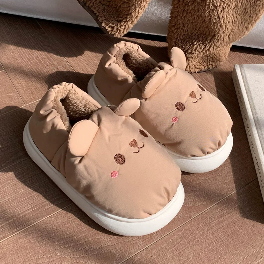 Bear Eared Puffer Home Slippers