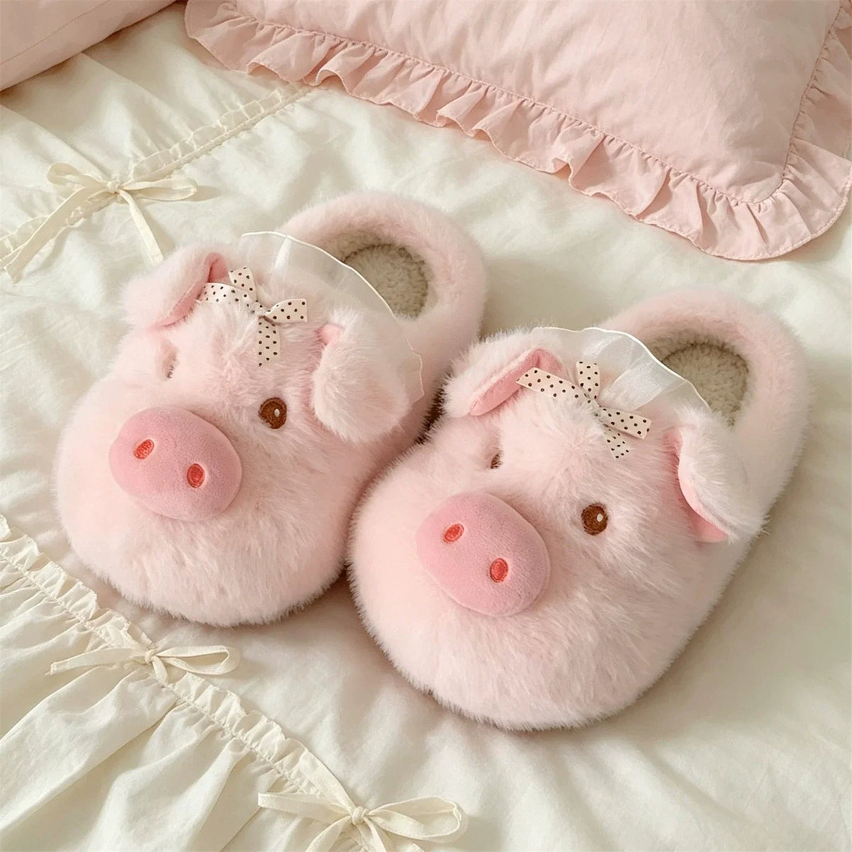 Plush Piggy Snout House Slippers