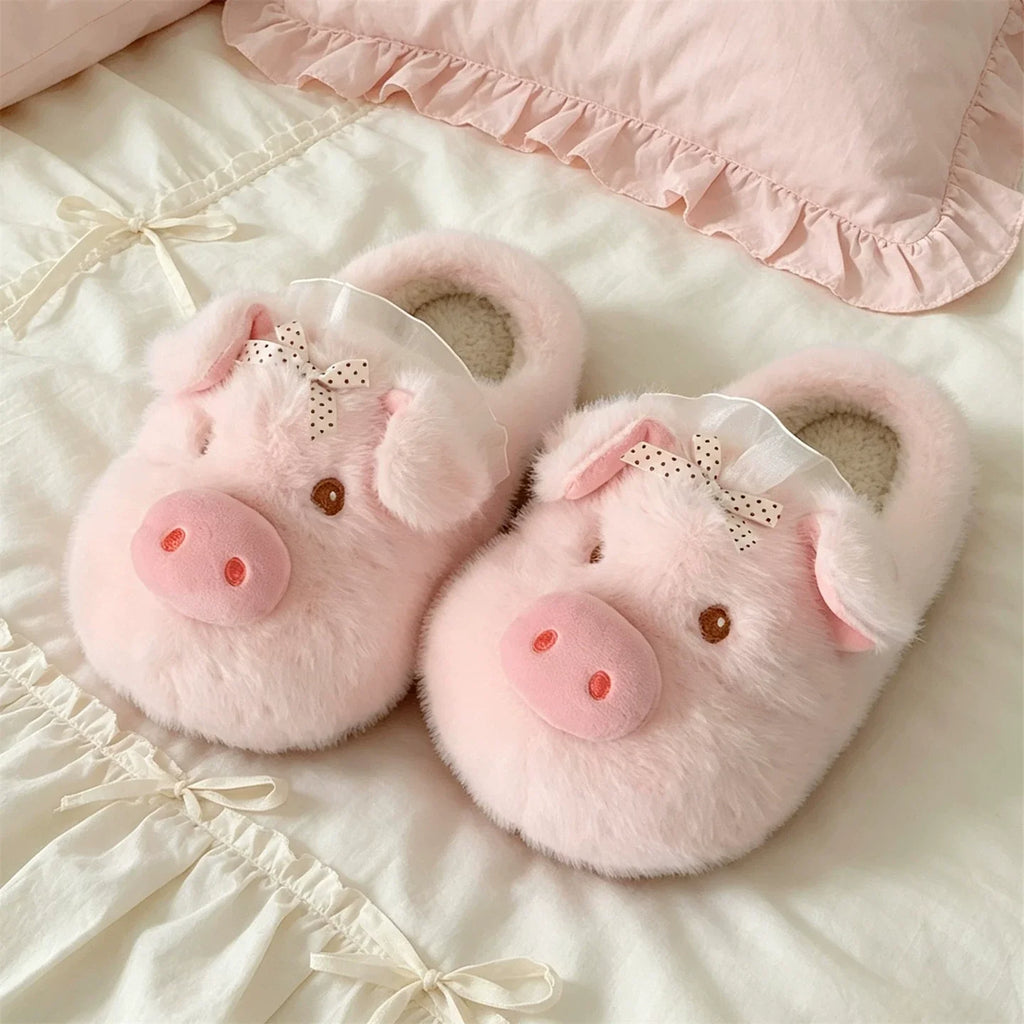 Plush Piggy Snout House Slippers