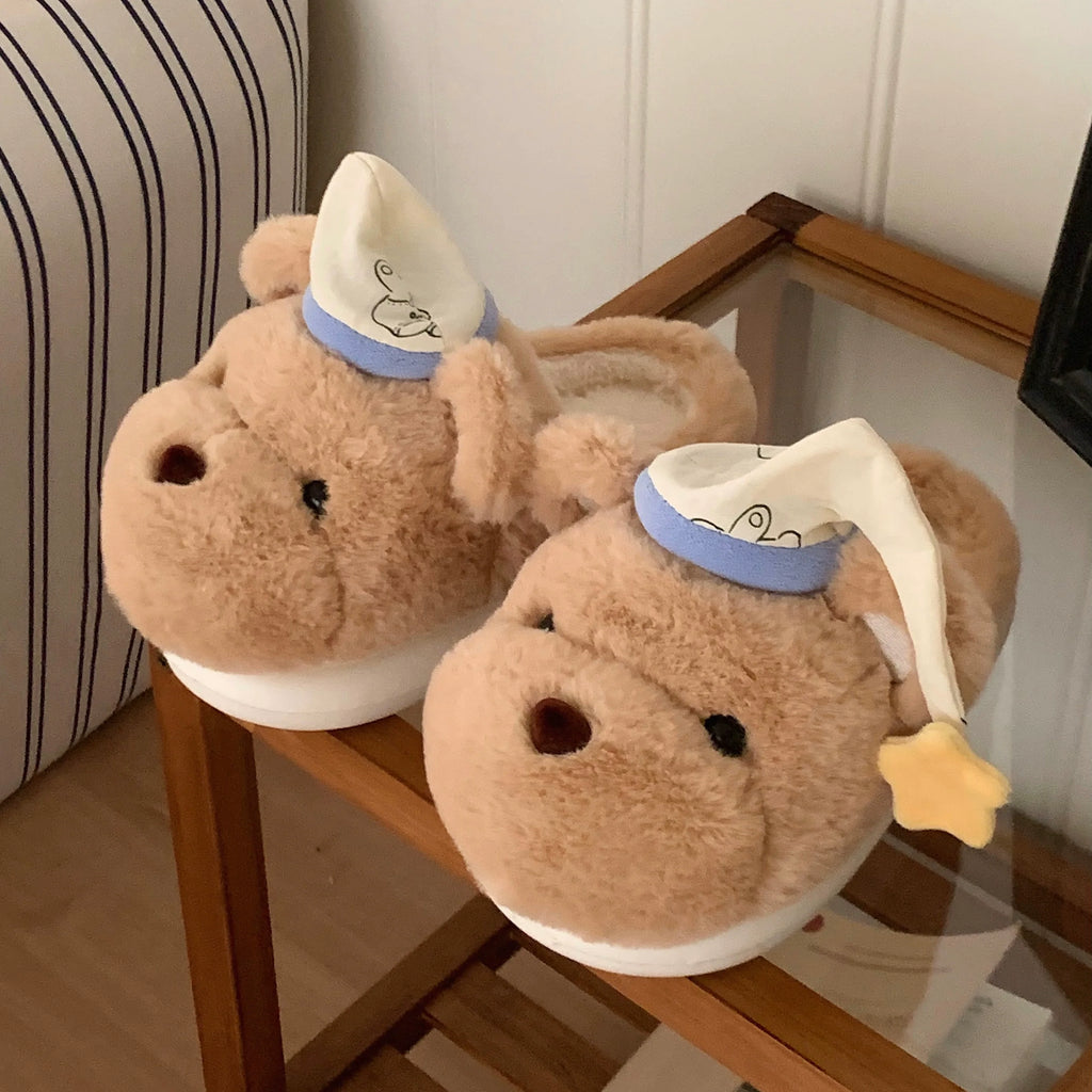Sleepy Bear Plush Home Slippers