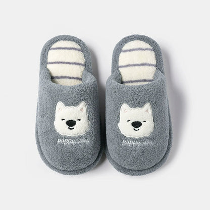 Playful Puppy Dot Plush Slippers