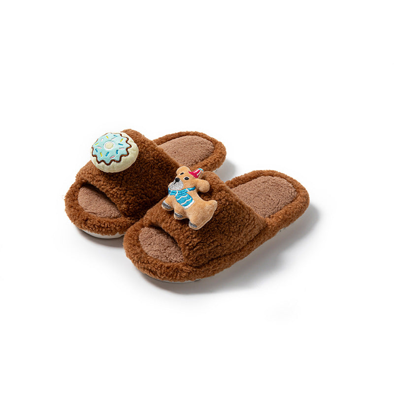 Puppy Donut Plush Home Slippers