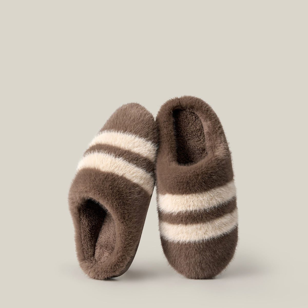Striped Cloud Step Plush Slippers