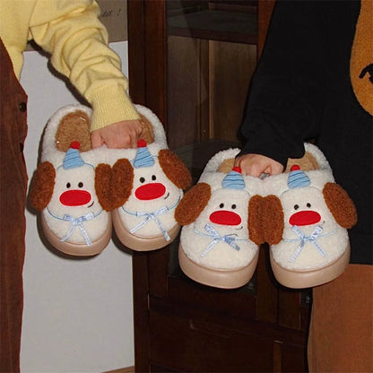 Playful Puppy Ears Fuzzy Slippers