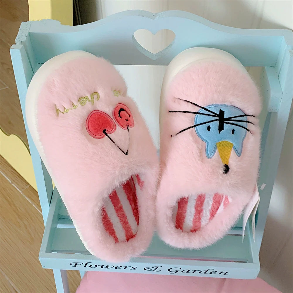 Animal Patch Fuzzy Home Slippers