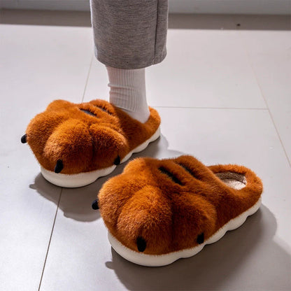 Fuzzy Tiger Paw Plush Slippers