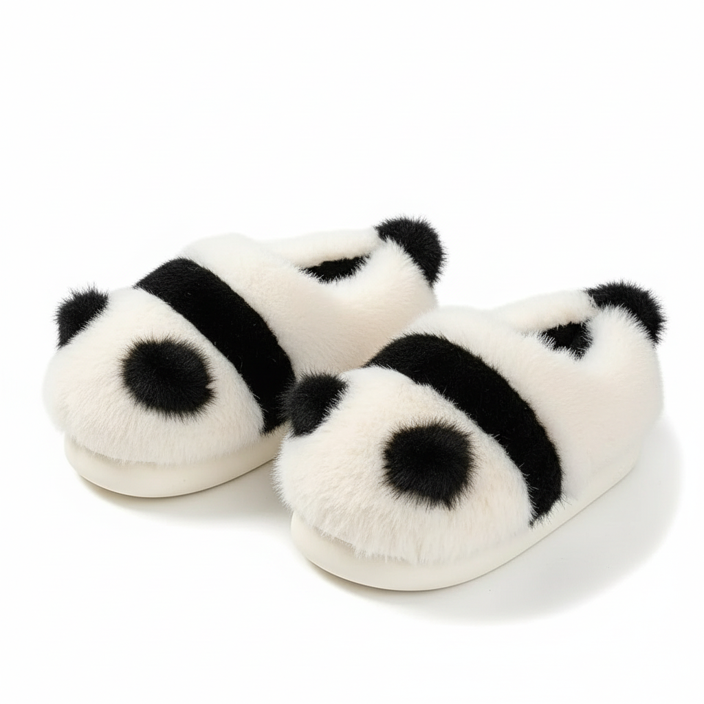 Panda Pom-Pom Snuggle Slippers