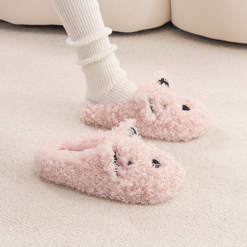 Curly Fleece Puppy Plush Slippers