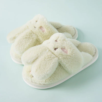 Fuzzy Bunny Ears House Slippers