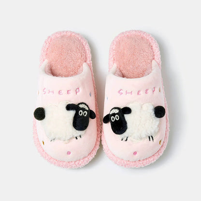 Fuzzy Sheep Applique Indoor Slippers