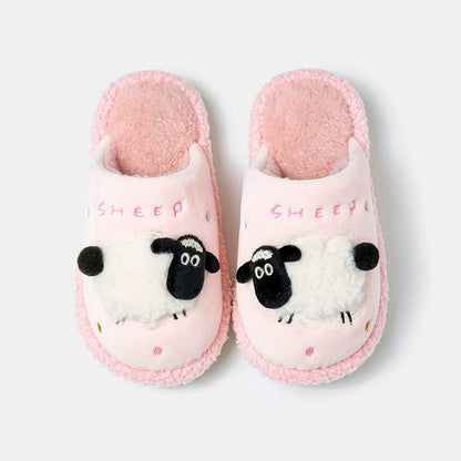 Fuzzy Sheep Applique Indoor Slippers
