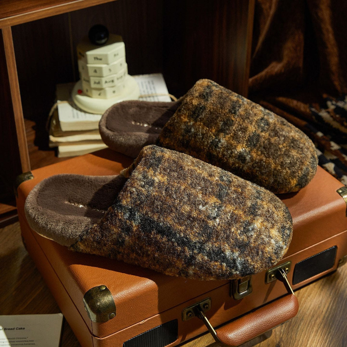 Chunky Plaid Lounge Slippers