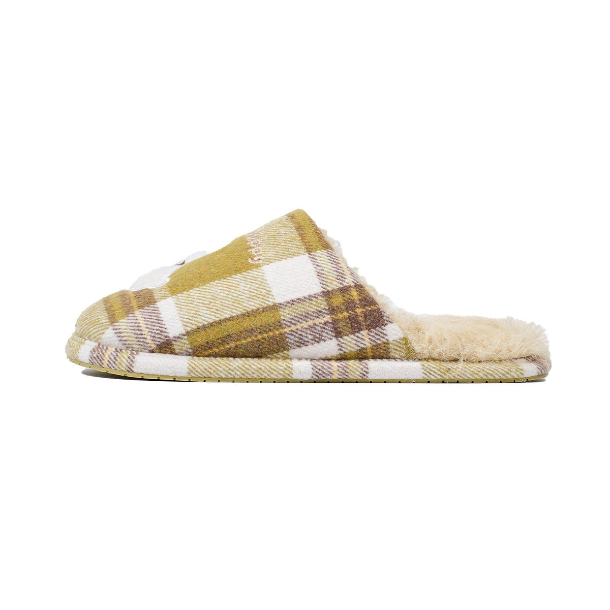 Plaid Puppy Embroidered Warm Slippers
