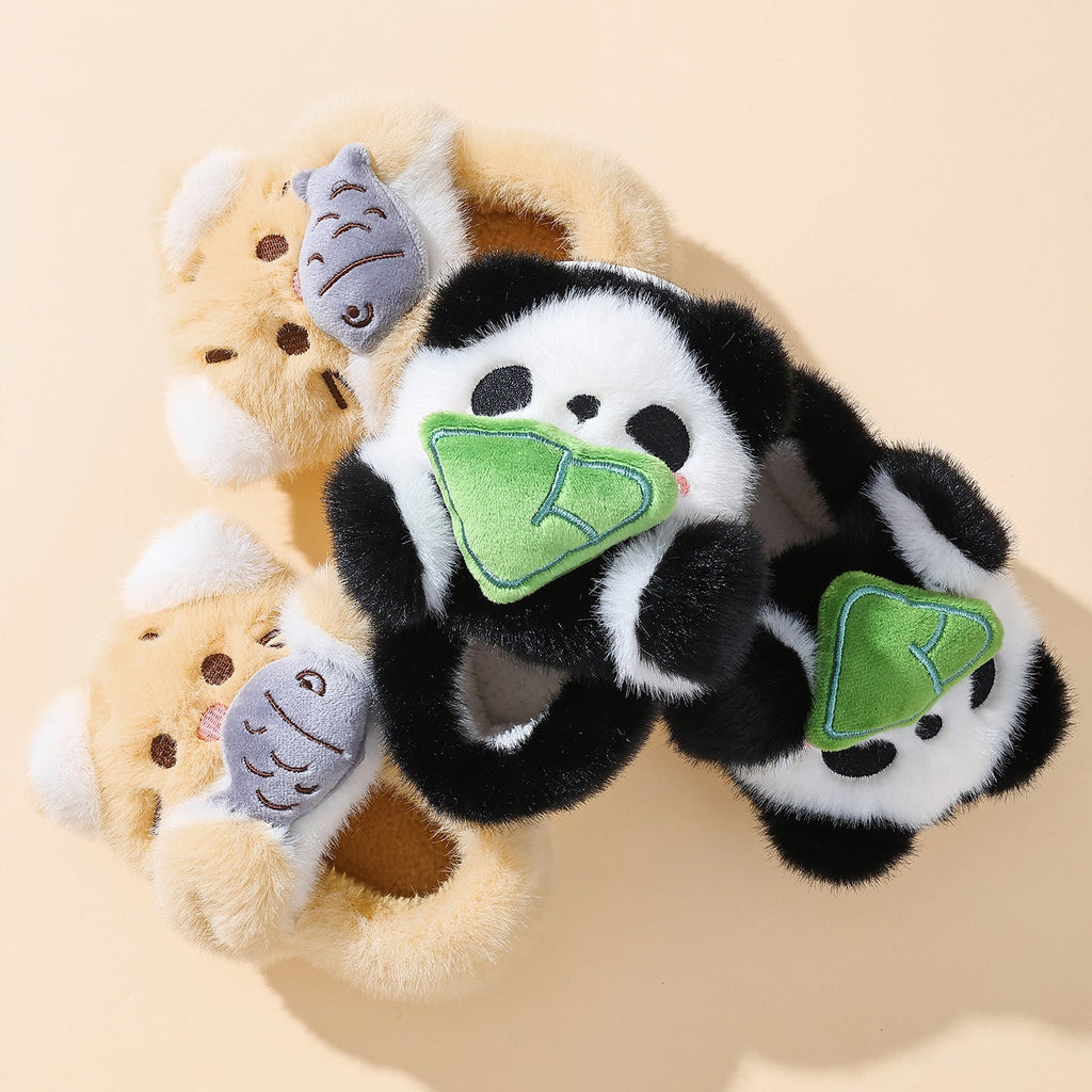 Playful 3D Animal Plush Slippers