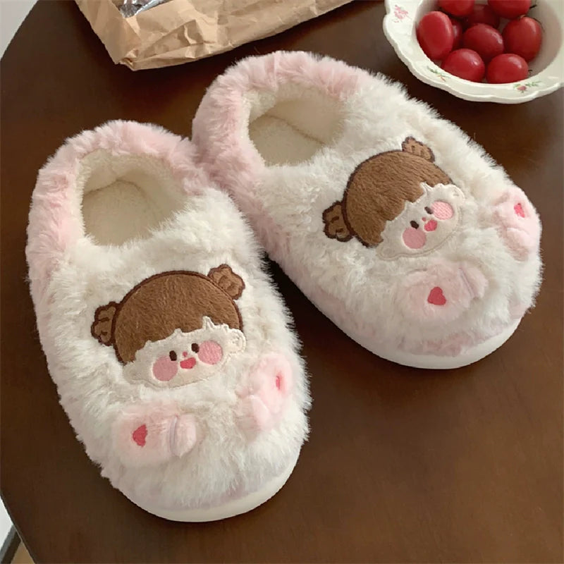 Cartoon Face Fuzzy Home Slippers
