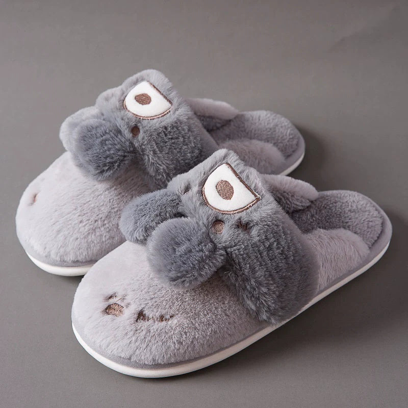 Fuzzy Bunny Ears House Slippers