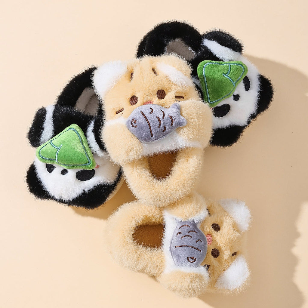 Playful 3D Animal Plush Slippers