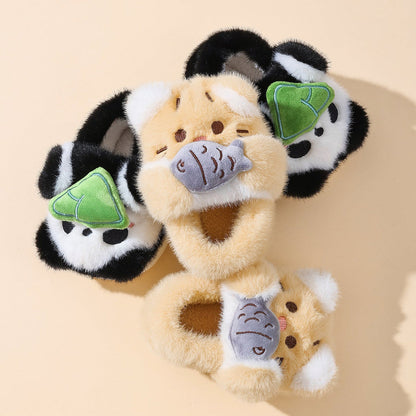 Playful 3D Animal Plush Slippers