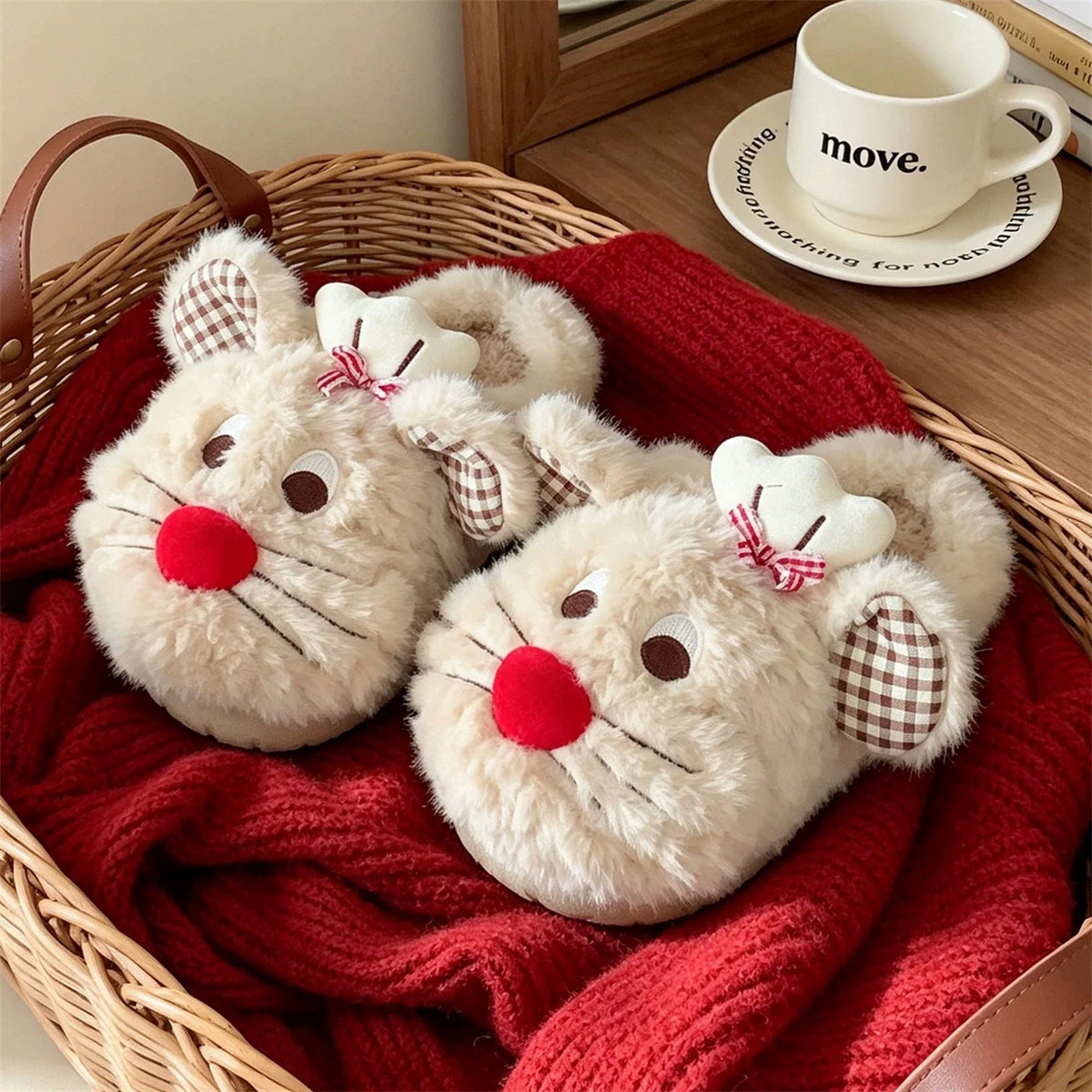 Whiskered Mouse Face House Slippers