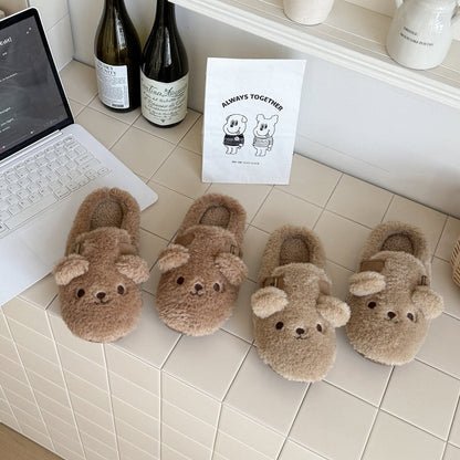 Teddy Bear Buckle Fleece Slippers
