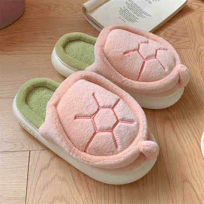 Turtle Shell Plush House Slippers