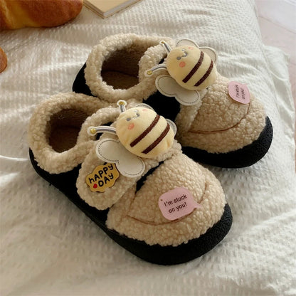 Buzzy Bee Sherpa Home Slippers