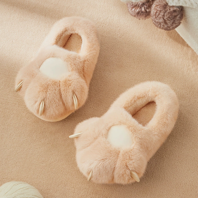 Fuzzy Kitty Claw Plush Slippers
