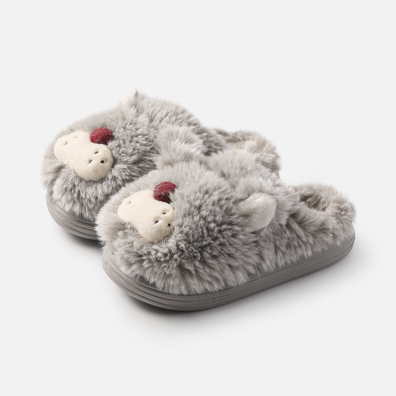Fuzzy Animal Face Home Slippers
