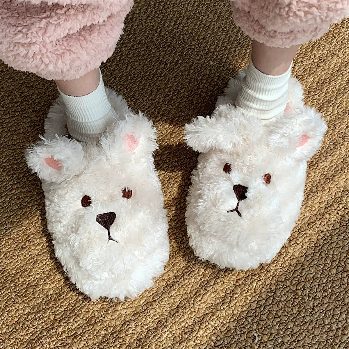 Teddy Fur Puppy Face Slippers