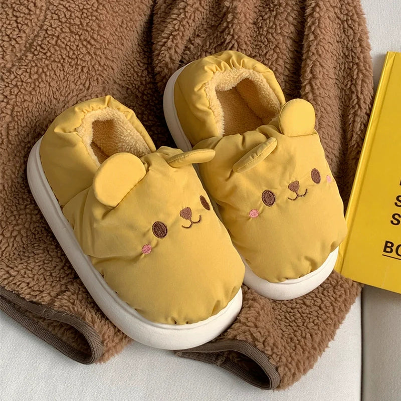 Bear Eared Puffer Home Slippers