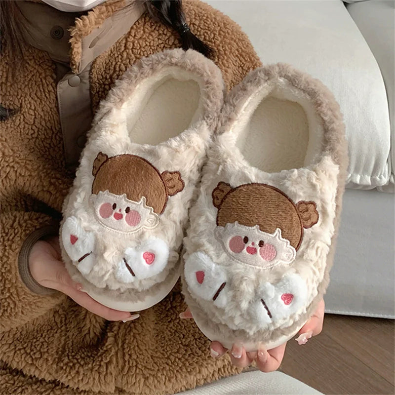 Cartoon Face Fuzzy Home Slippers