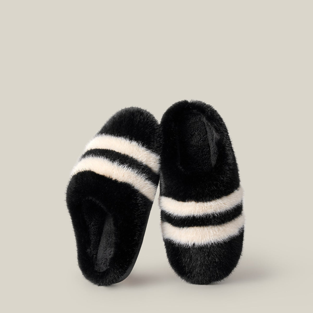 Striped Cloud Step Plush Slippers