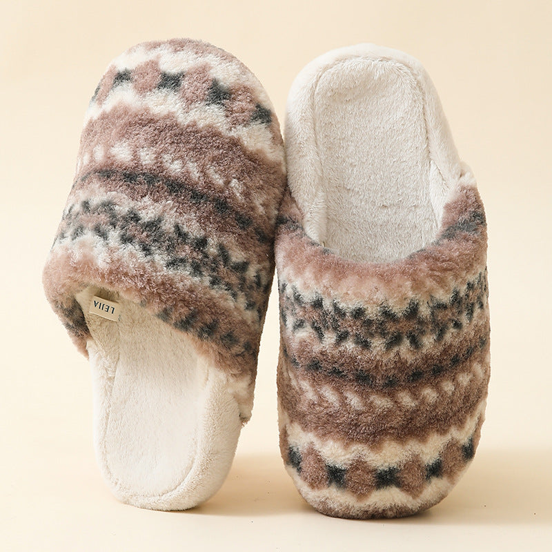 Cozy Pattern Plush Home Slippers