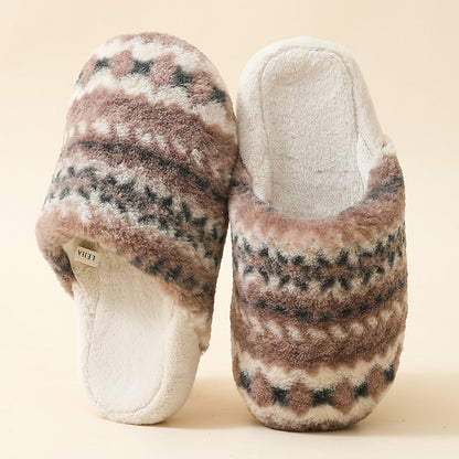 Cozy Pattern Plush Home Slippers