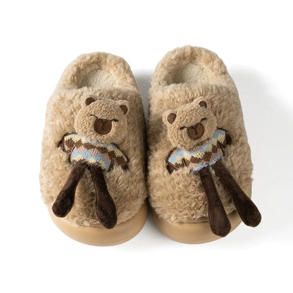 Fuzzy Capybara Doll Plush Slippers