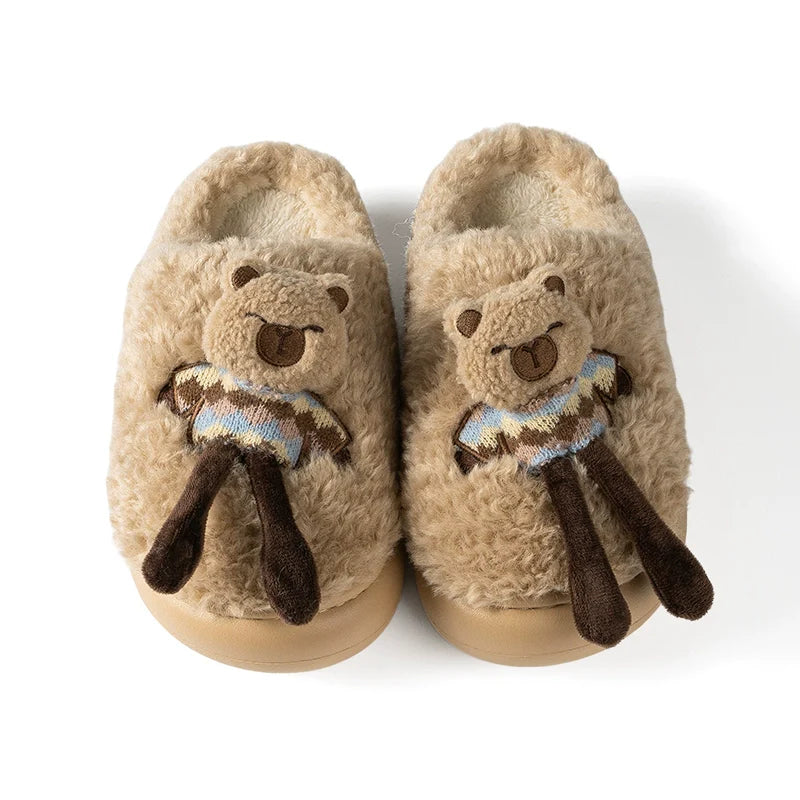 Fuzzy Capybara Doll Plush Slippers