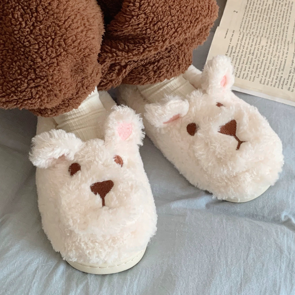 Teddy Fur Puppy Face Slippers