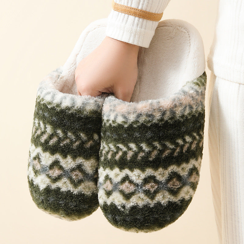 Cozy Pattern Plush Home Slippers