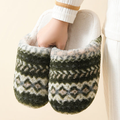 Cozy Pattern Plush Home Slippers