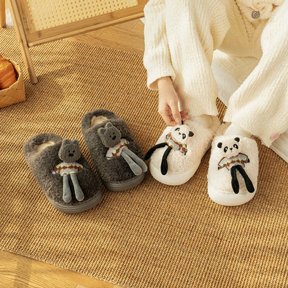 3D Panda Doll Plush Slippers