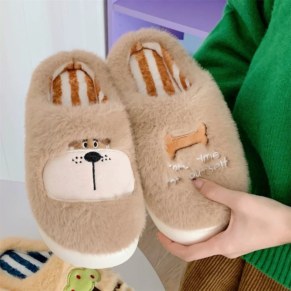 Animal Patch Fuzzy Home Slippers